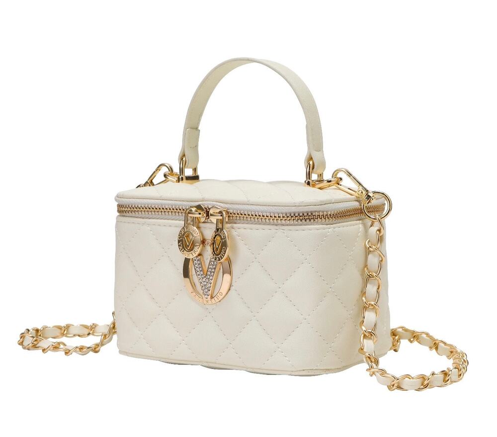 Valentino Orlandi Vittoria Vanity Box Bag Taupe Quilted Crossbody NWT